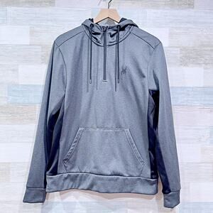 Spyder Active ProWeb Performance Fleece Hoodie Gray Kangaroo Pocket Mens Medium